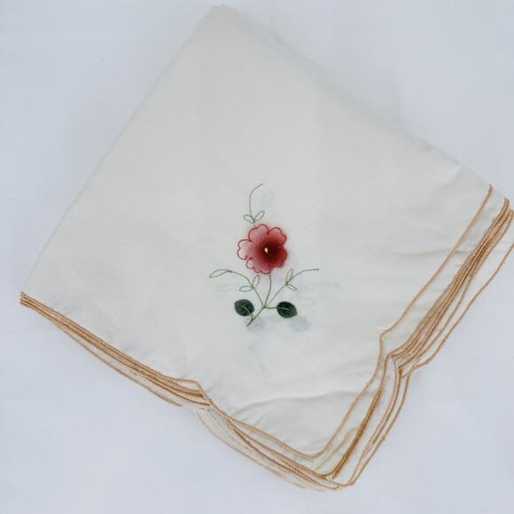 Vintage Artesania Reyes Tablecloth Set Cream Embroidered Floral Handmade Spain - Picture 6 of 14